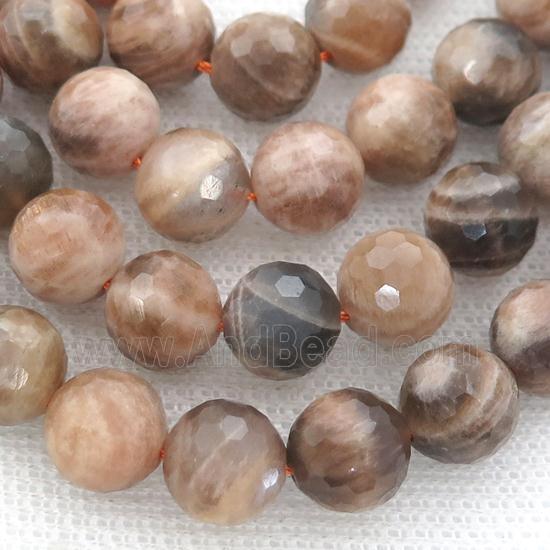 black SunStone Beads, faceted round