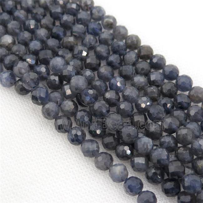 Iolite Beads, faceted round, inkblue