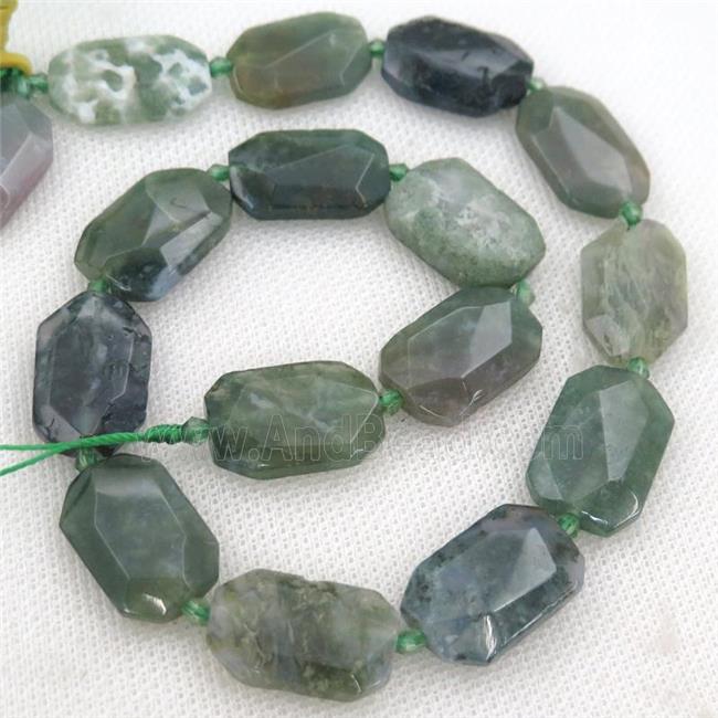 green Moss Agate Beads, faceted rectangle