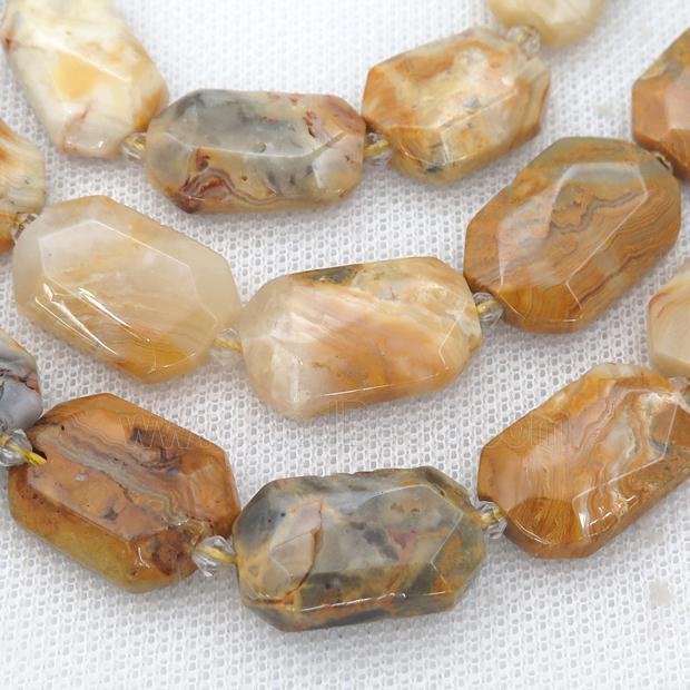yellow Crazy Agate Beads, faceted rectangle