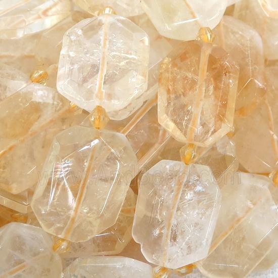 yellow Citrine Beads, faceted rectangle