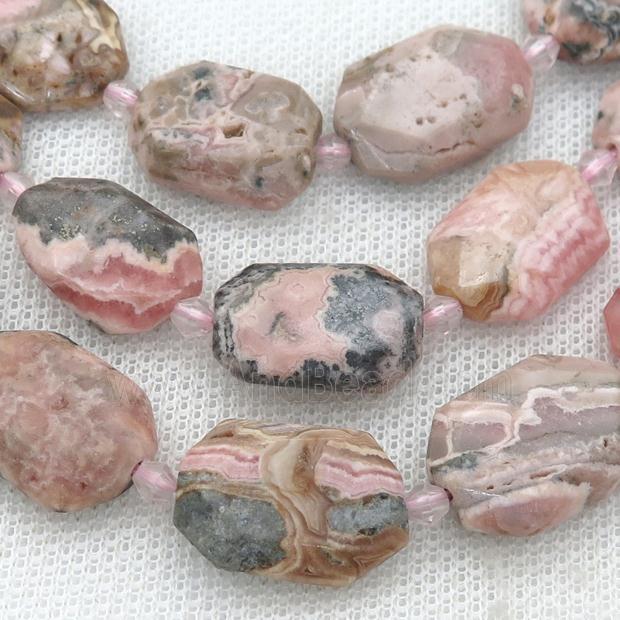 Argentine Rhodochrosite Beads, faceted rectangle