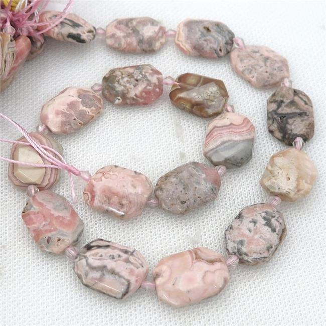 Argentine Rhodochrosite Beads, faceted rectangle