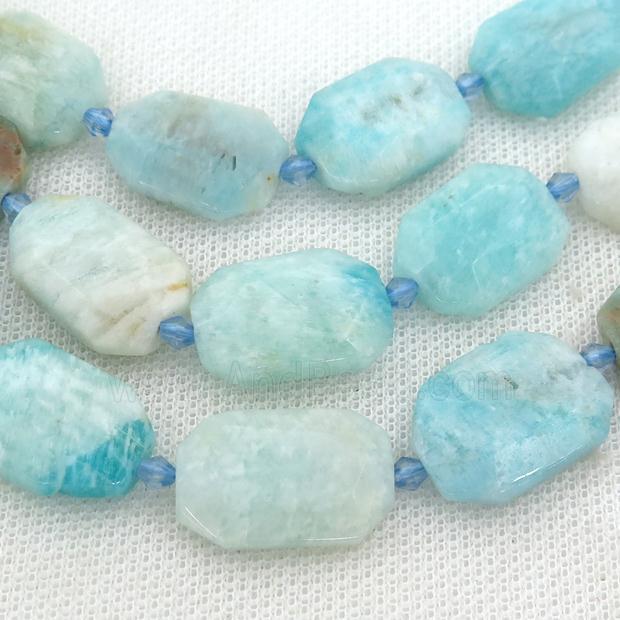 green Amazonite Beads, faceted rectangle