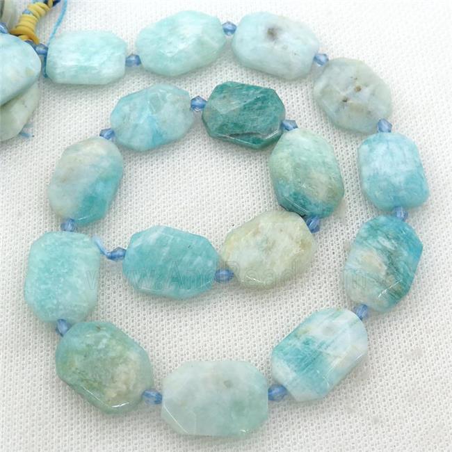 green Amazonite Beads, faceted rectangle