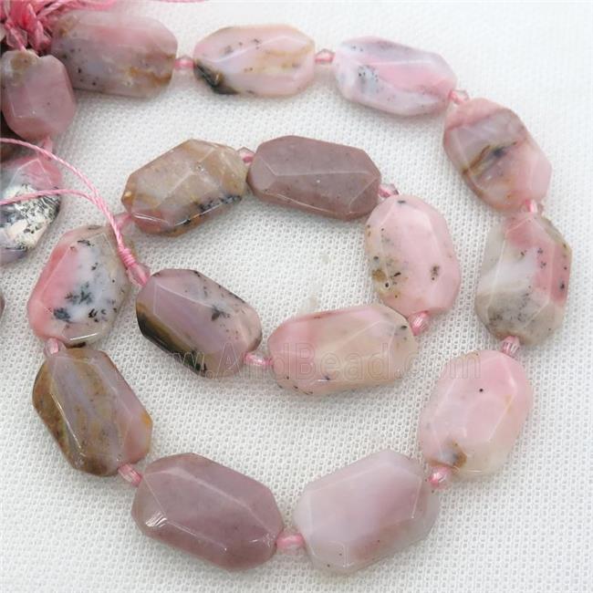 pink Opal Beads, faceted rectangle