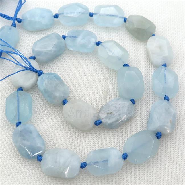 blue Aquamarine Beads, faceted rectangle