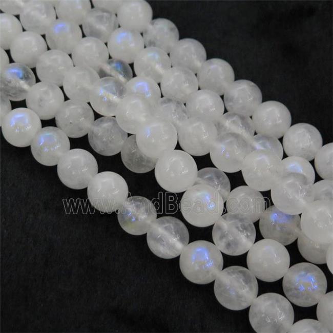 white MoonStone Beads, round, electroplated