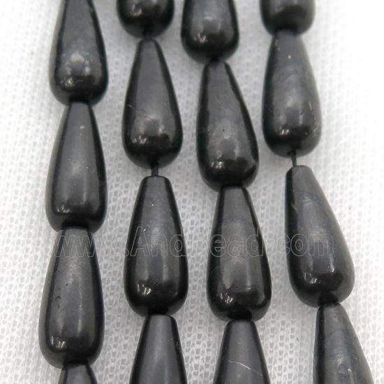 black Shungite teardrop beads