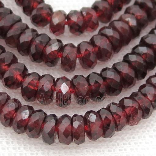 Red Garnet Beads, faceted rondelle