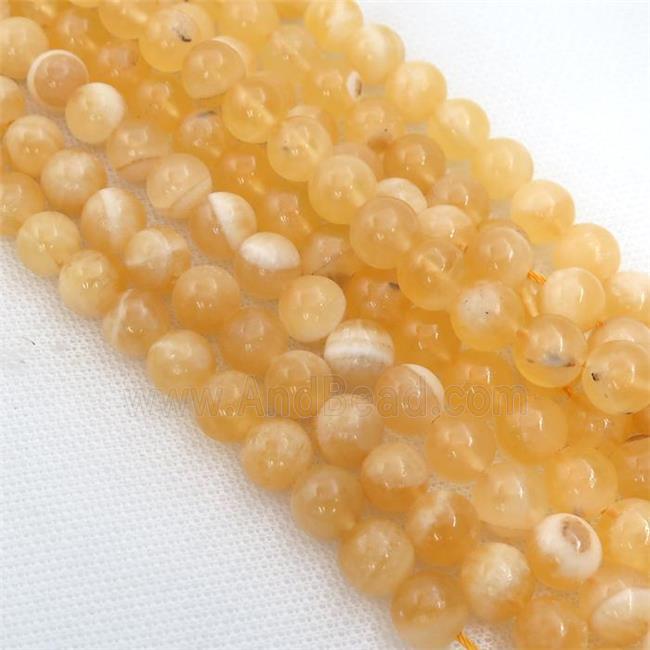 Yellow Calcite Beads Round Smooth