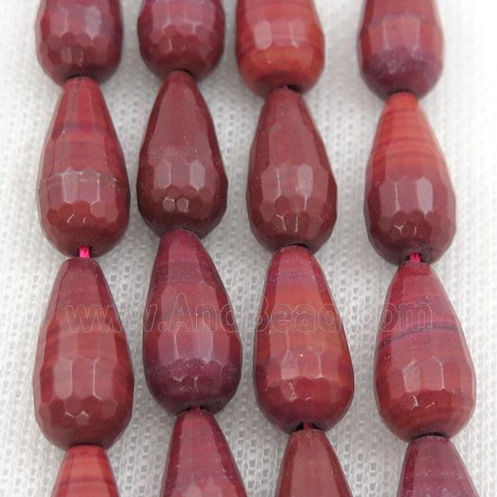 red Brazilian Rhodonite Beads, faceted teardrop