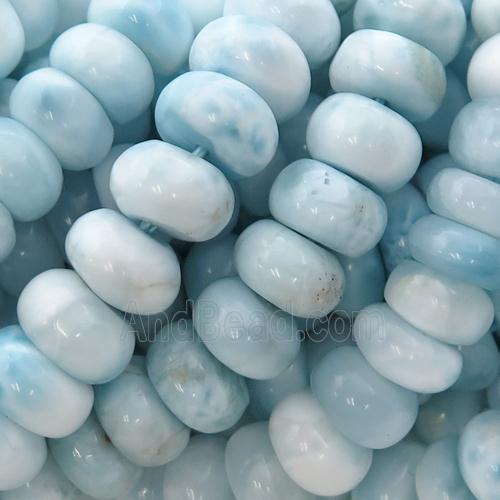Natural Larimar Rondelle Beads Blue Smooth