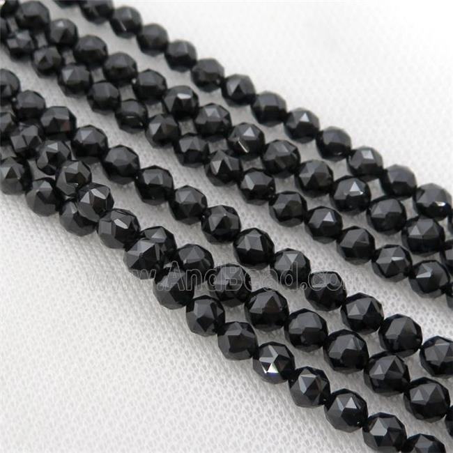 Black Spinel Beads, faceted round