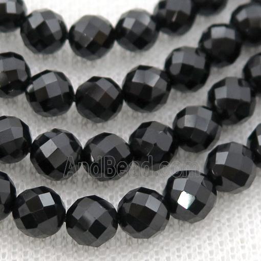 black Spinel Beads, faceted round