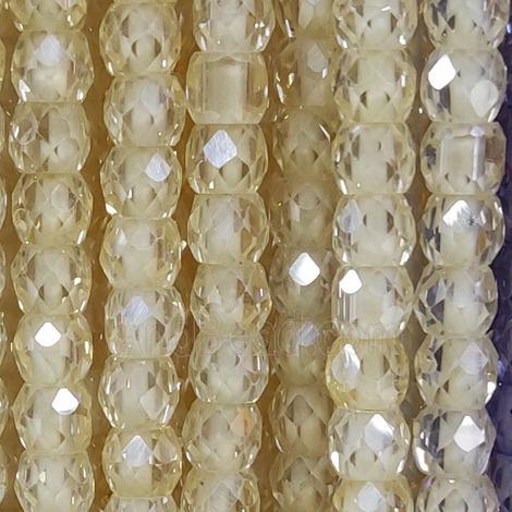 beige Cubic Zircon Beads, faceted rondelle