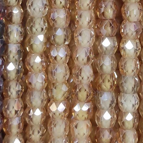 champagne Cubic Zircon Beads, faceted rondelle