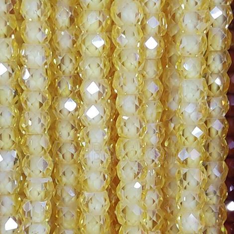 yellow Cubic Zircon Beads, faceted rondelle