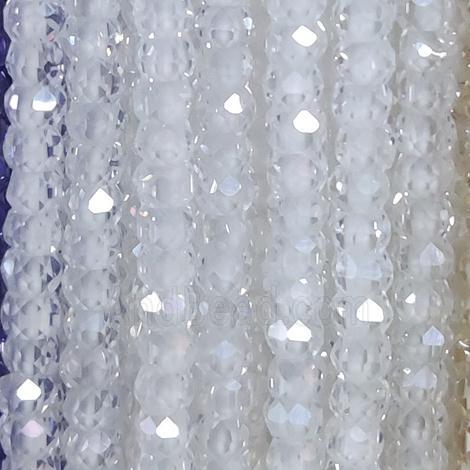 white Cubic Zircon Beads, faceted rondelle