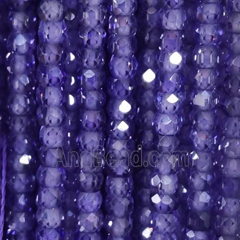 purple Cubic Zircon Beads, faceted rondelle