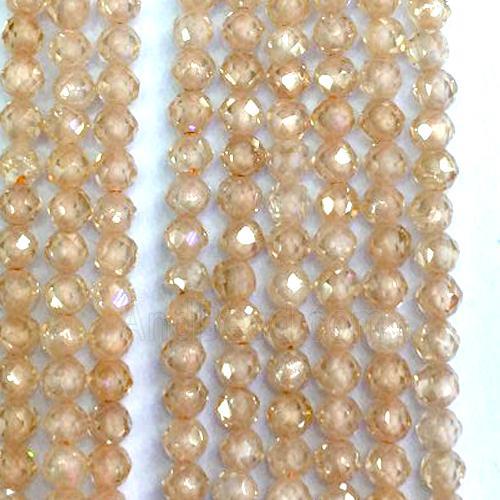 champagne Cubic Zircon Beads, faceted round