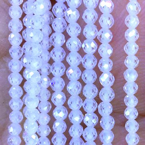white Cubic Zircon Beads, faceted round