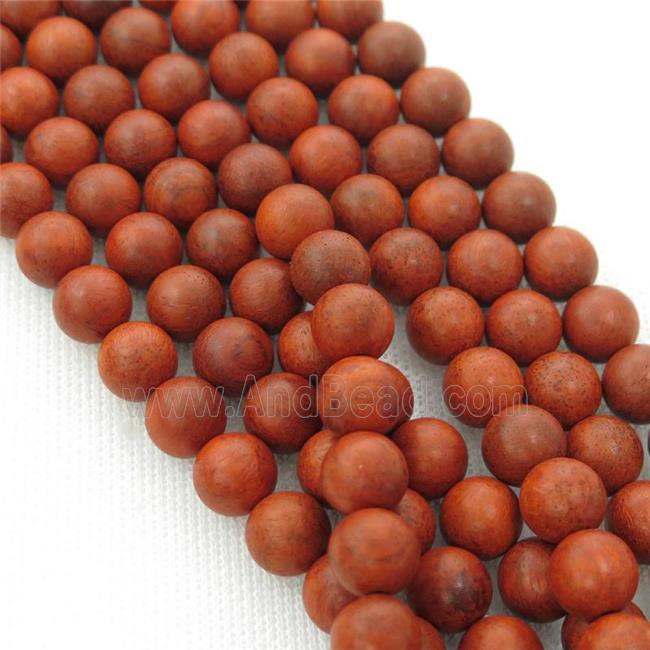 natural Wood Beads, red, round