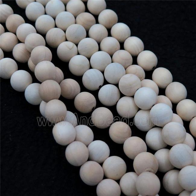 natural Wood Beads, white, round