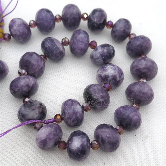 Purple Lepidolite Beads, faceted rondelle