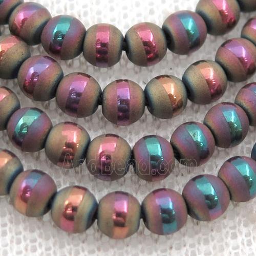 round purple Hematite Beads with line, matte