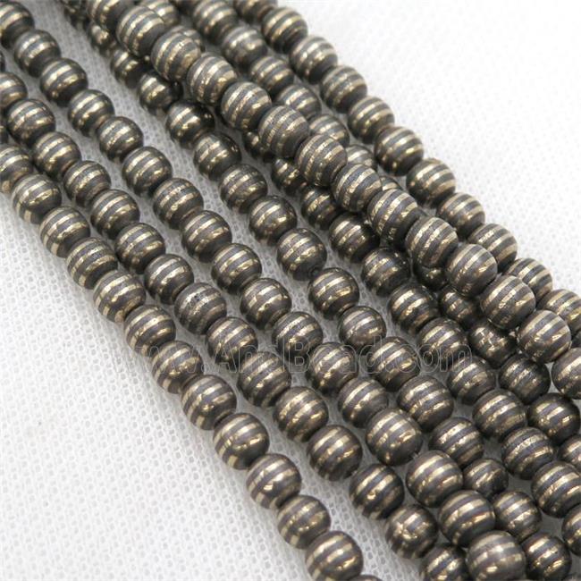 round black Hematite Beads with gold line