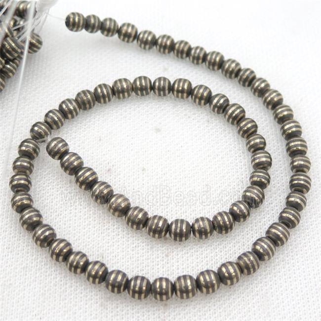 round black Hematite Beads with gold line
