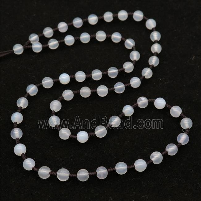 Agate Necklace Chain, knot, white dye, round