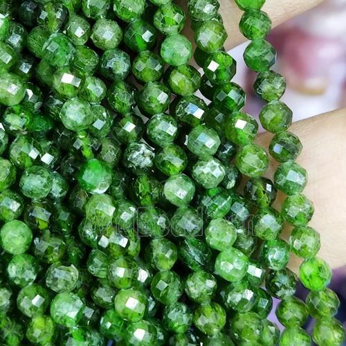 green Diopside Beads, faceted round