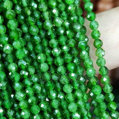 green Diopside Beads, faceted round