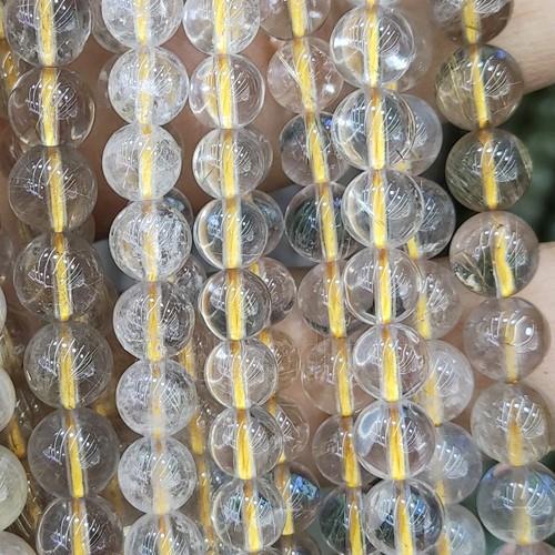 round Gold Rutilated Quartz Beads