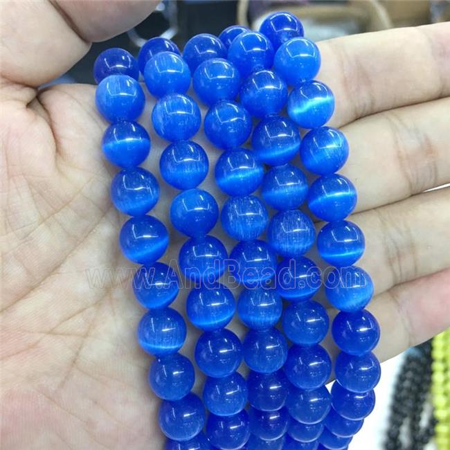 blue round Cats Eye Stone Beads