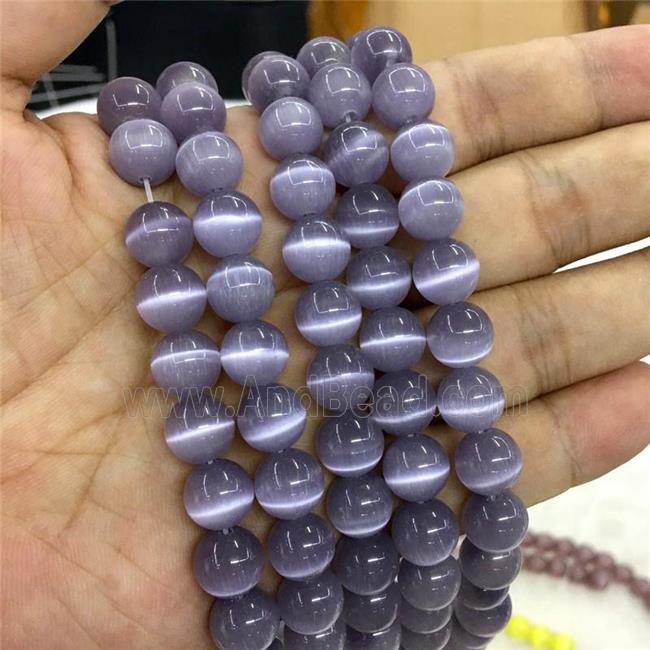 purple round Cats Eye Stone Beads
