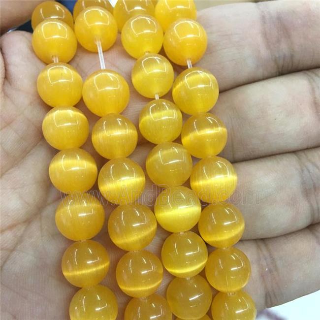 ambergold round Cats Eye Stone Beads