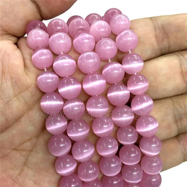 pink round Cats Eye Stone Beads