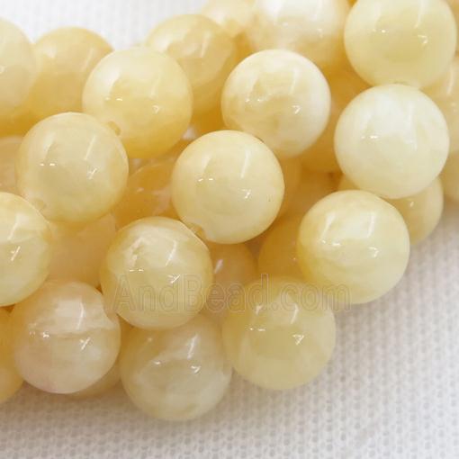Yellow Honey Jade Beads Smooth Round