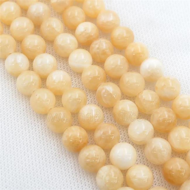 Yellow Honey Jade Beads Smooth Round