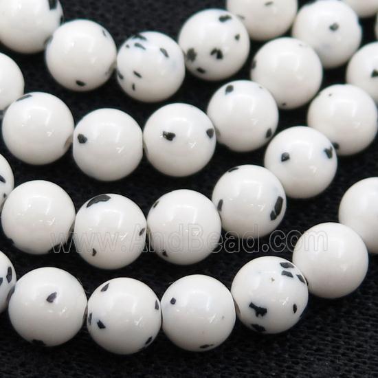White Synthetic Spot Bodhi Jasper Beads Round Smooth