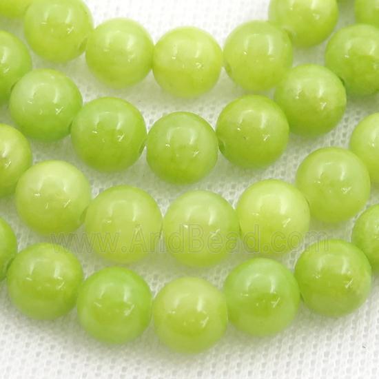 olive Mashan Jade Beads, round