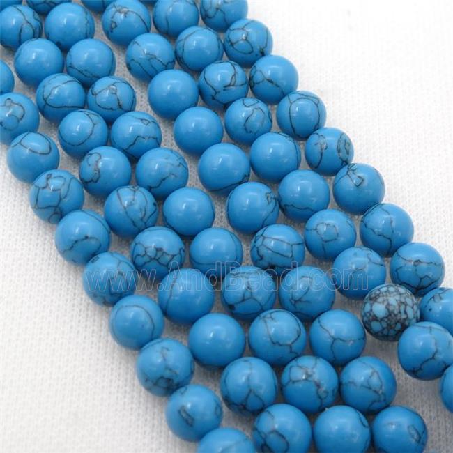 blue synthetic Turquoise Beads, round