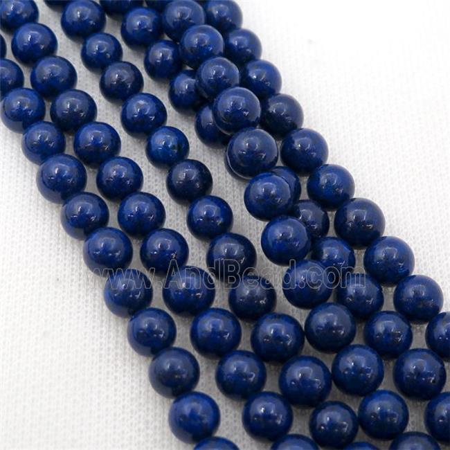 round Lapis Beads, blue dye