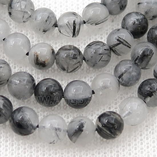 black Rutilated Quartz Beads, round
