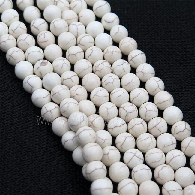 white synthetic Turquoise Beads, round