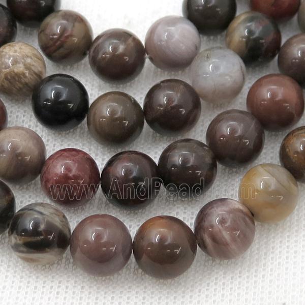 Wooden Petrified Jasper Beads, round