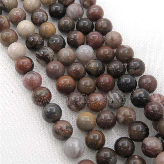 Wooden Petrified Jasper Beads, round